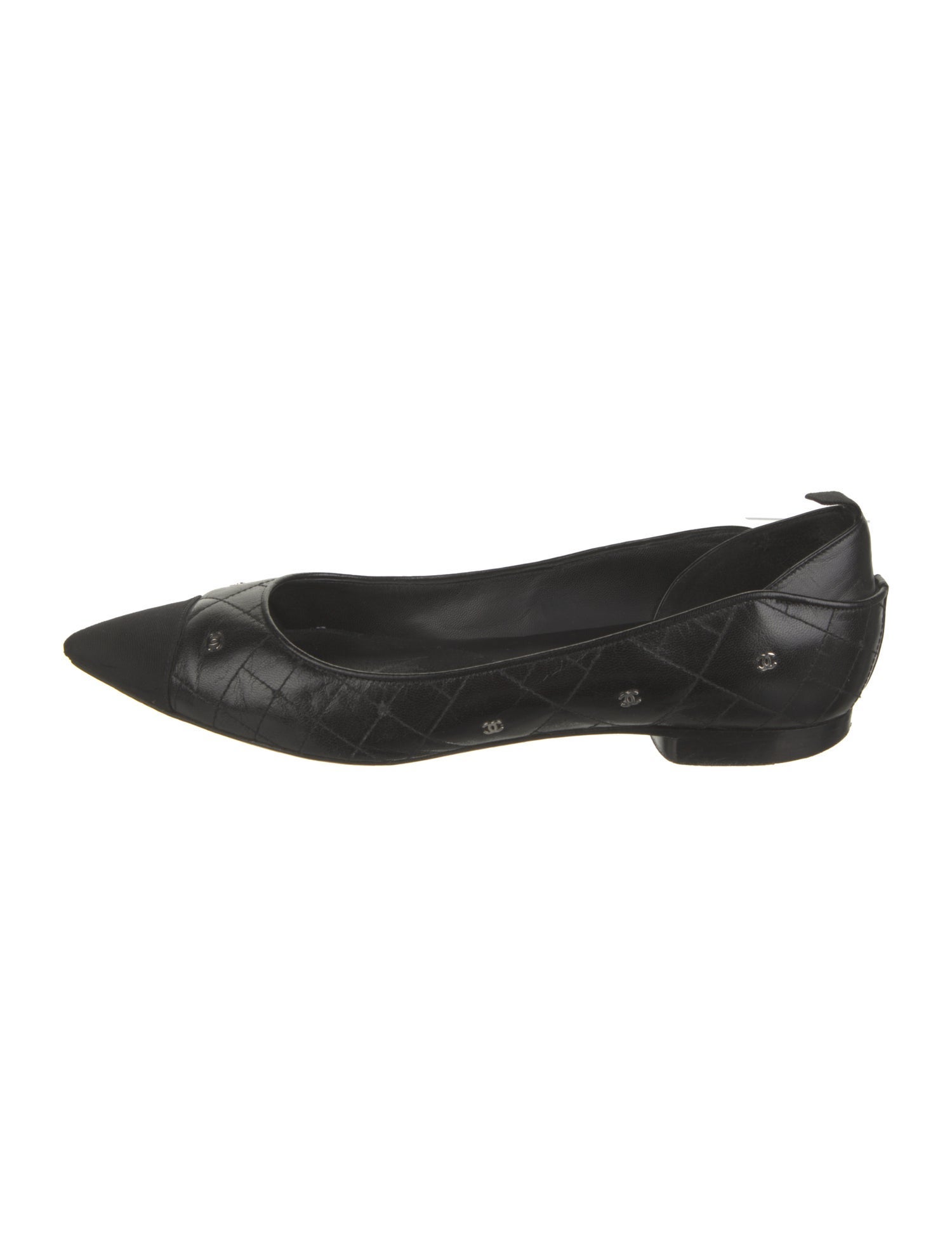 Chanel Interlocking CC Logo Leather Flats