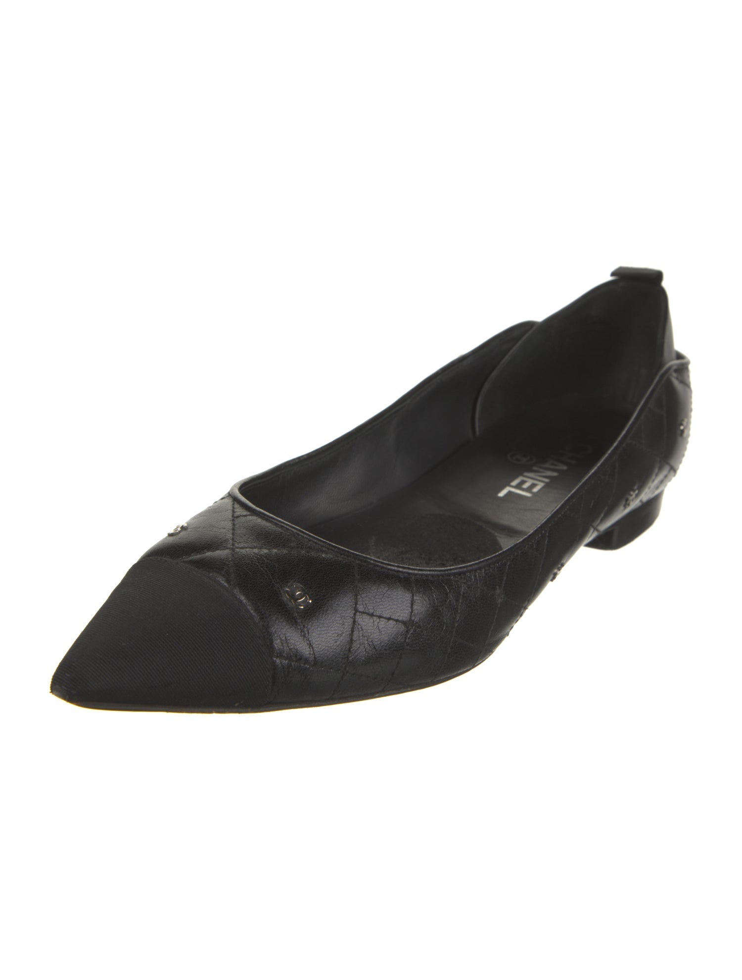 Chanel Interlocking CC Logo Leather Flats