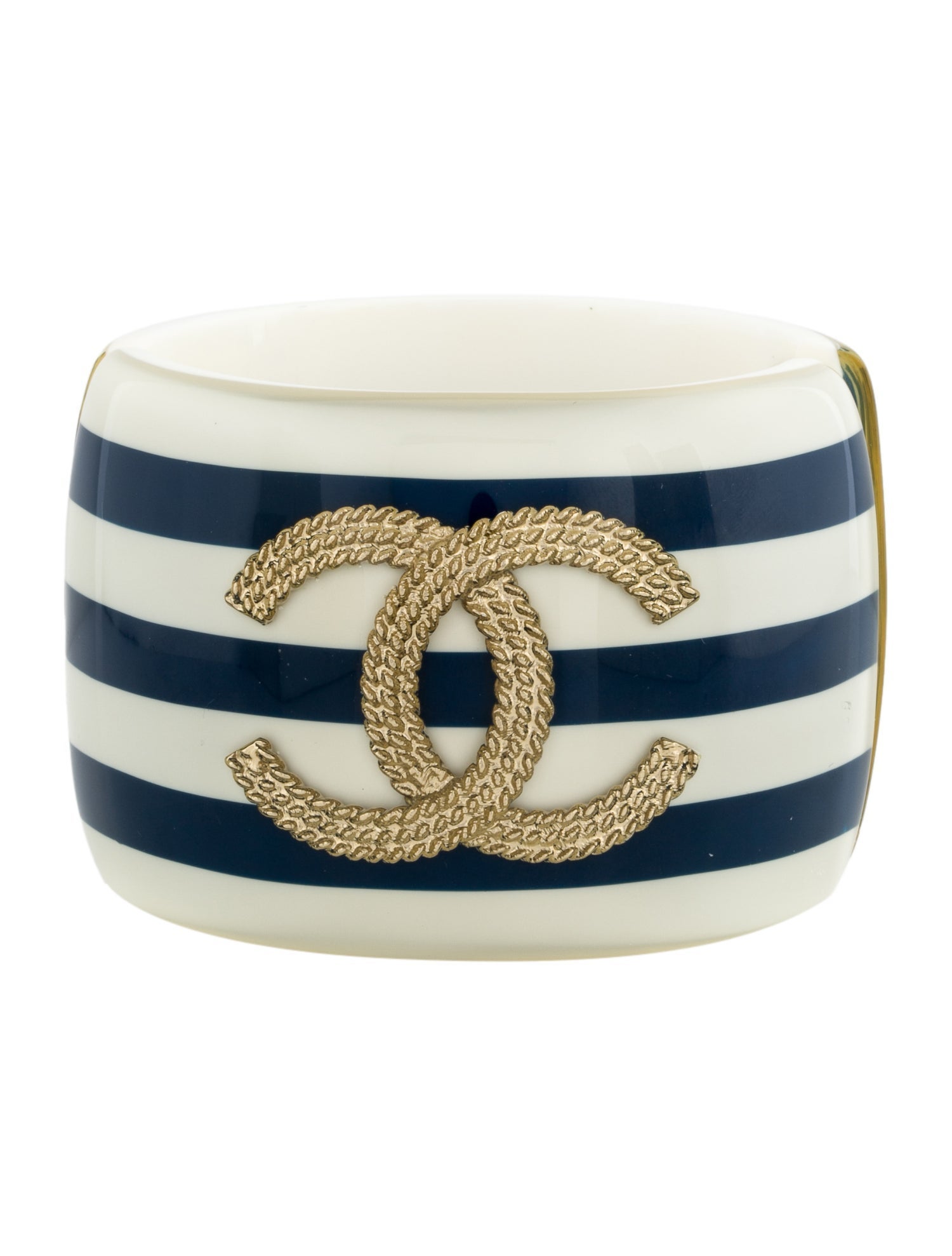 Chanel Resin CC Striped Bangle Bracelet