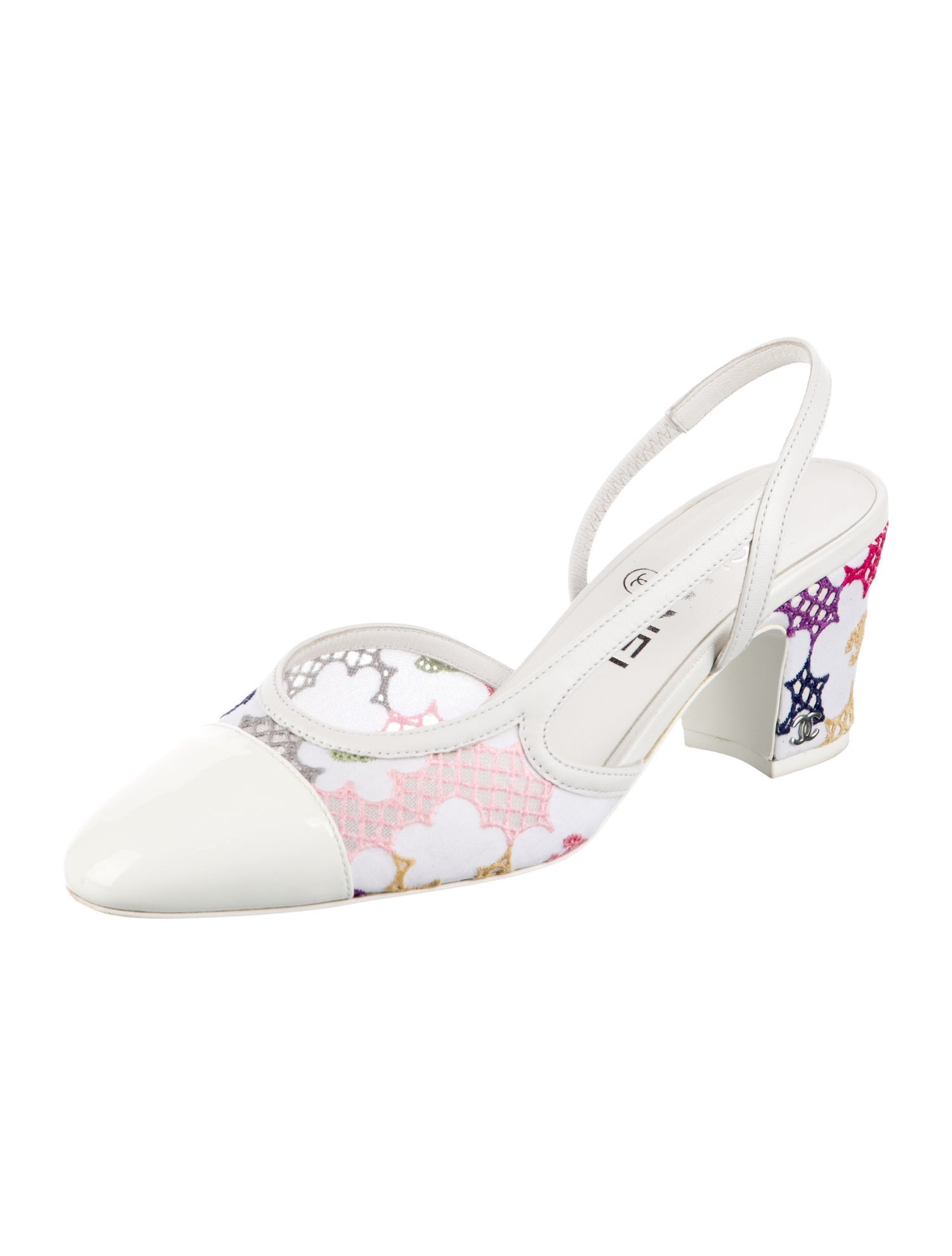 Chanel Interlocking CC Logo Mesh Accents Slingback Pumps