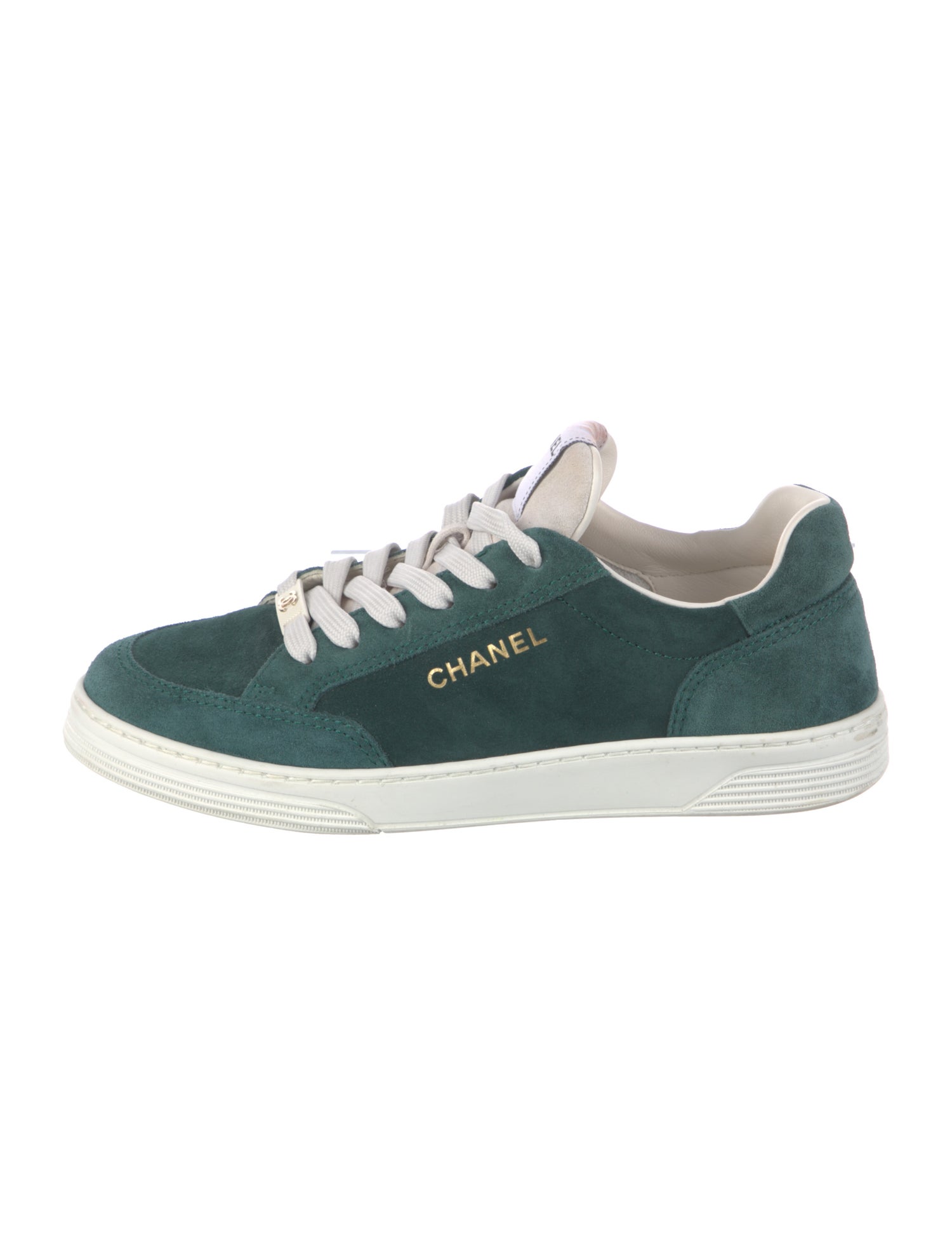 Chanel Interlocking CC Logo Suede Sneakers