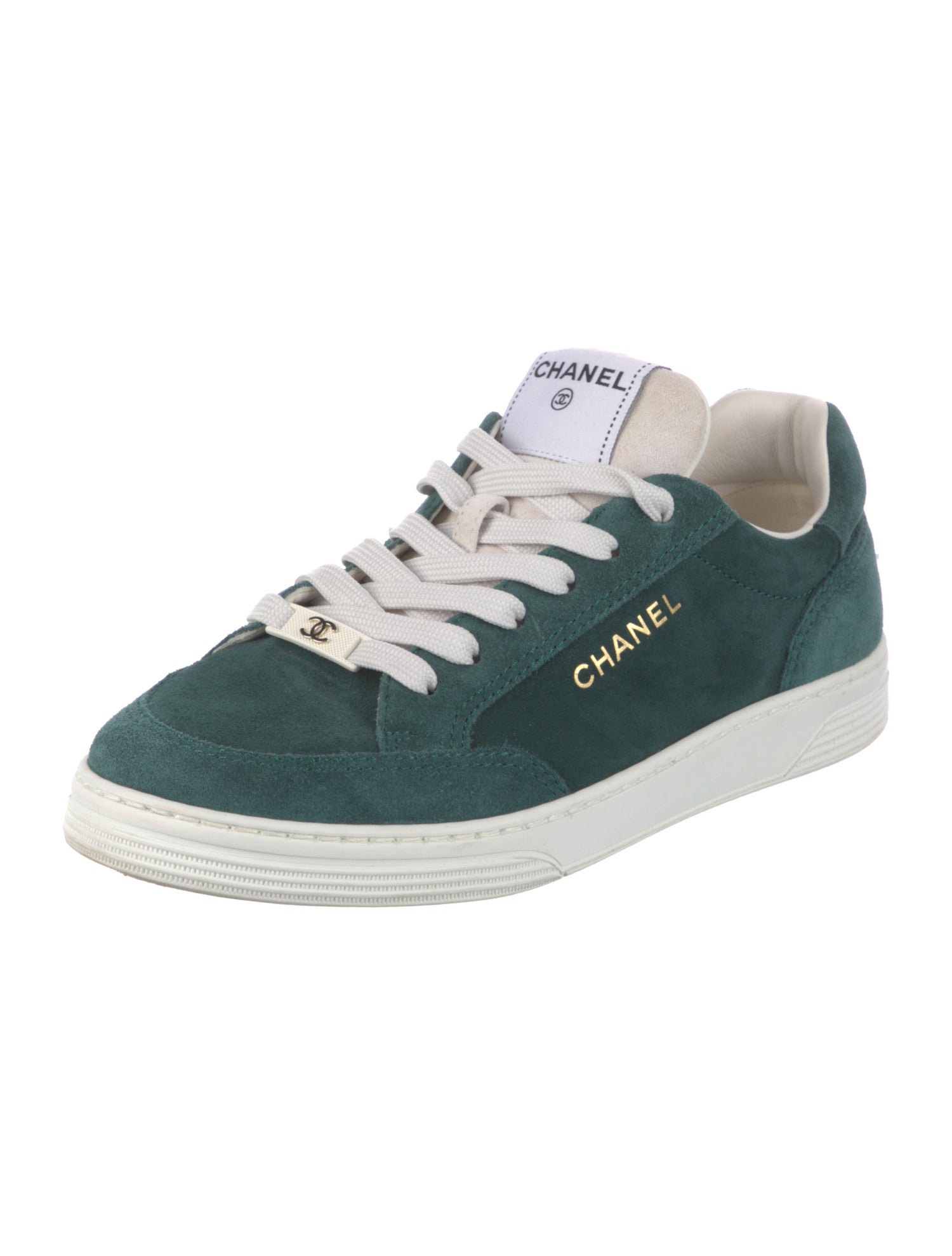 Chanel Interlocking CC Logo Suede Sneakers
