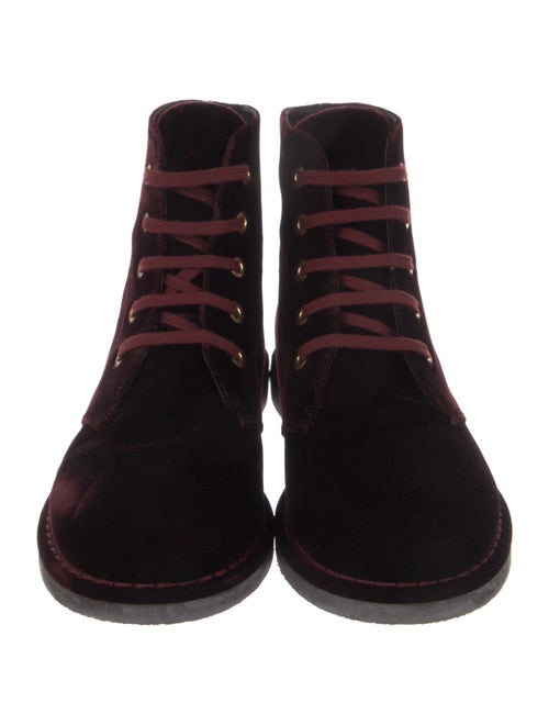 Chanel Interlocking CC Logo Velvet Lace-Up Boots
