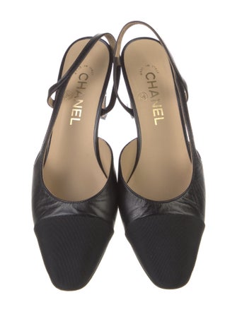Chanel Interlocking CC Logo Leather Slingback Pumps