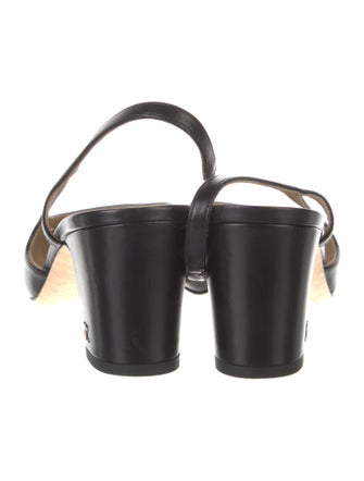 Chanel Interlocking CC Logo Leather Slingback Pumps