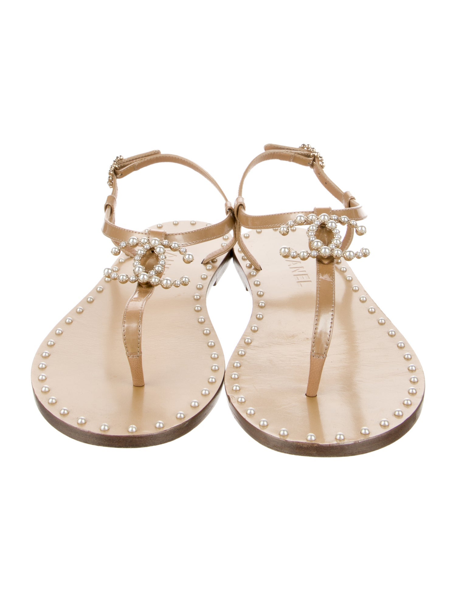 Chanel 2017 Interlocking CC Logo T-Strap Sandals