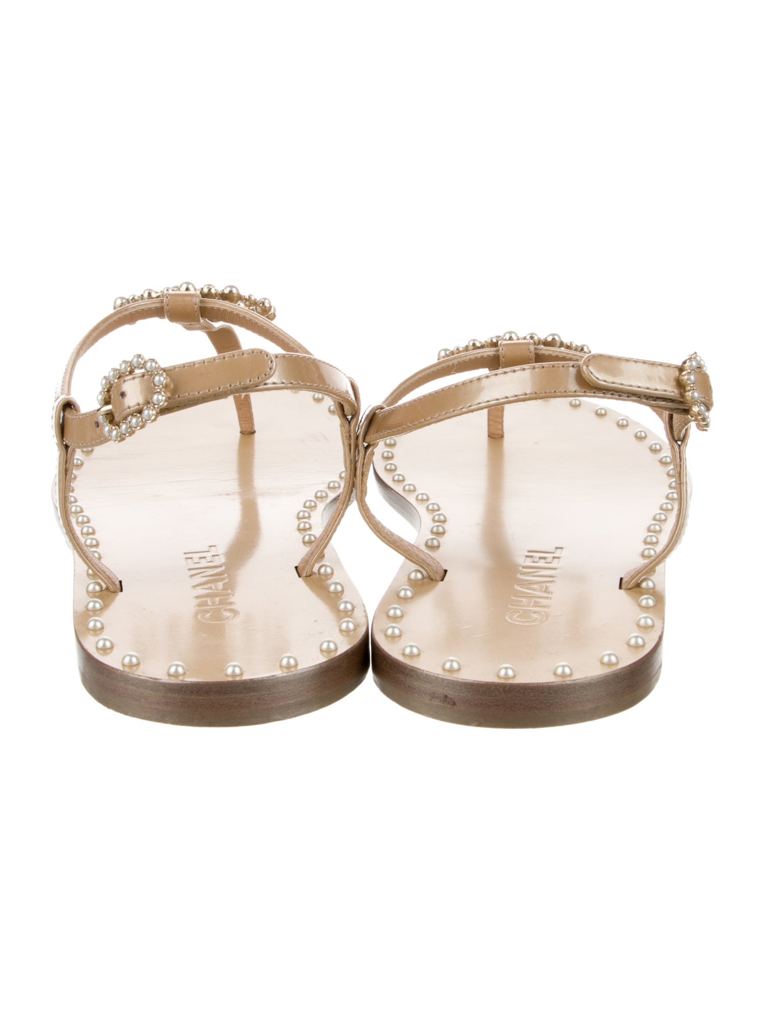 Chanel 2017 Interlocking CC Logo T-Strap Sandals