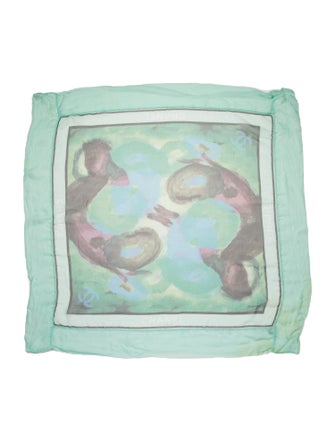 Chanel Silk Interlocking CC Logo Scarf