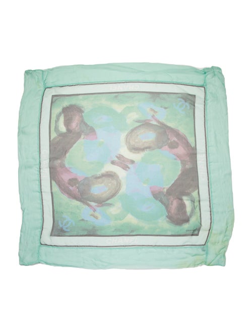 Chanel Silk Interlocking CC Logo Scarf