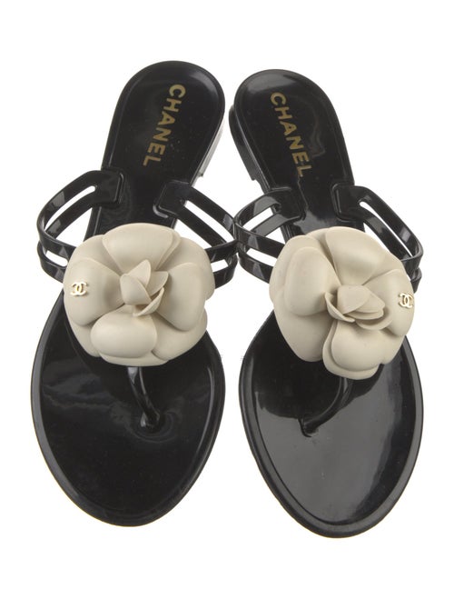 Chanel Interlocking CC Logo Rubber Slides