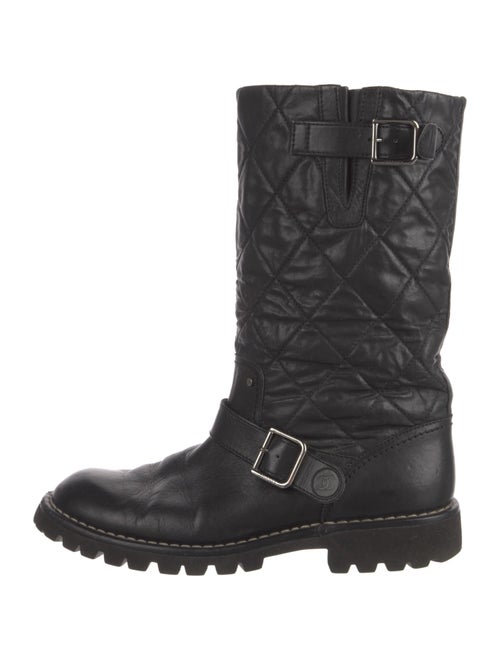 Chanel Interlocking CC Logo Leather Moto Boots
