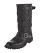Chanel Interlocking CC Logo Leather Moto Boots
