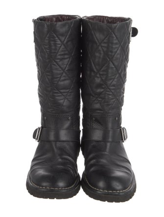 Chanel Interlocking CC Logo Leather Moto Boots