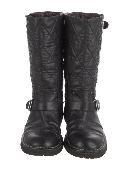 Chanel Interlocking CC Logo Leather Moto Boots