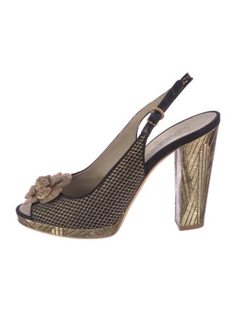 Chanel Interlocking CC Logo Slingback Sandals