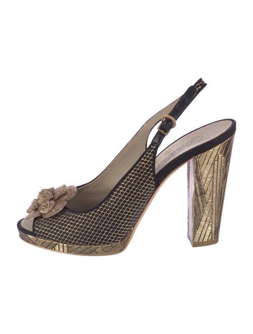 Chanel Interlocking CC Logo Slingback Sandals