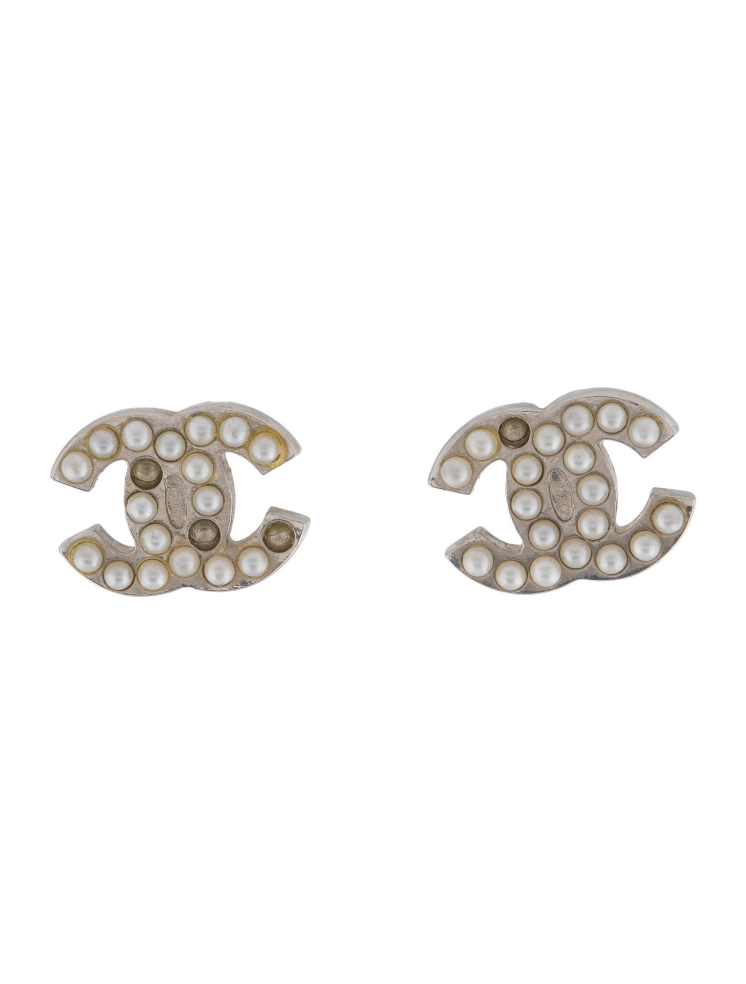 Chanel Faux Pearl CC Logo Stud Earrings