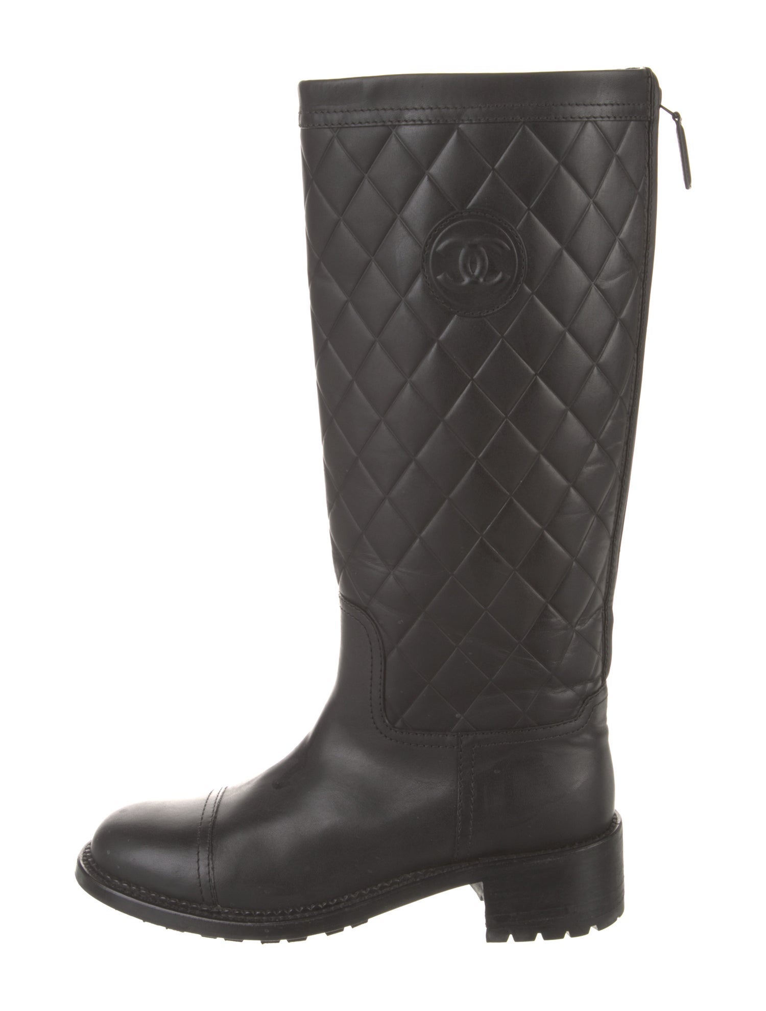 Chanel Interlocking CC Logo Leather Riding Boots