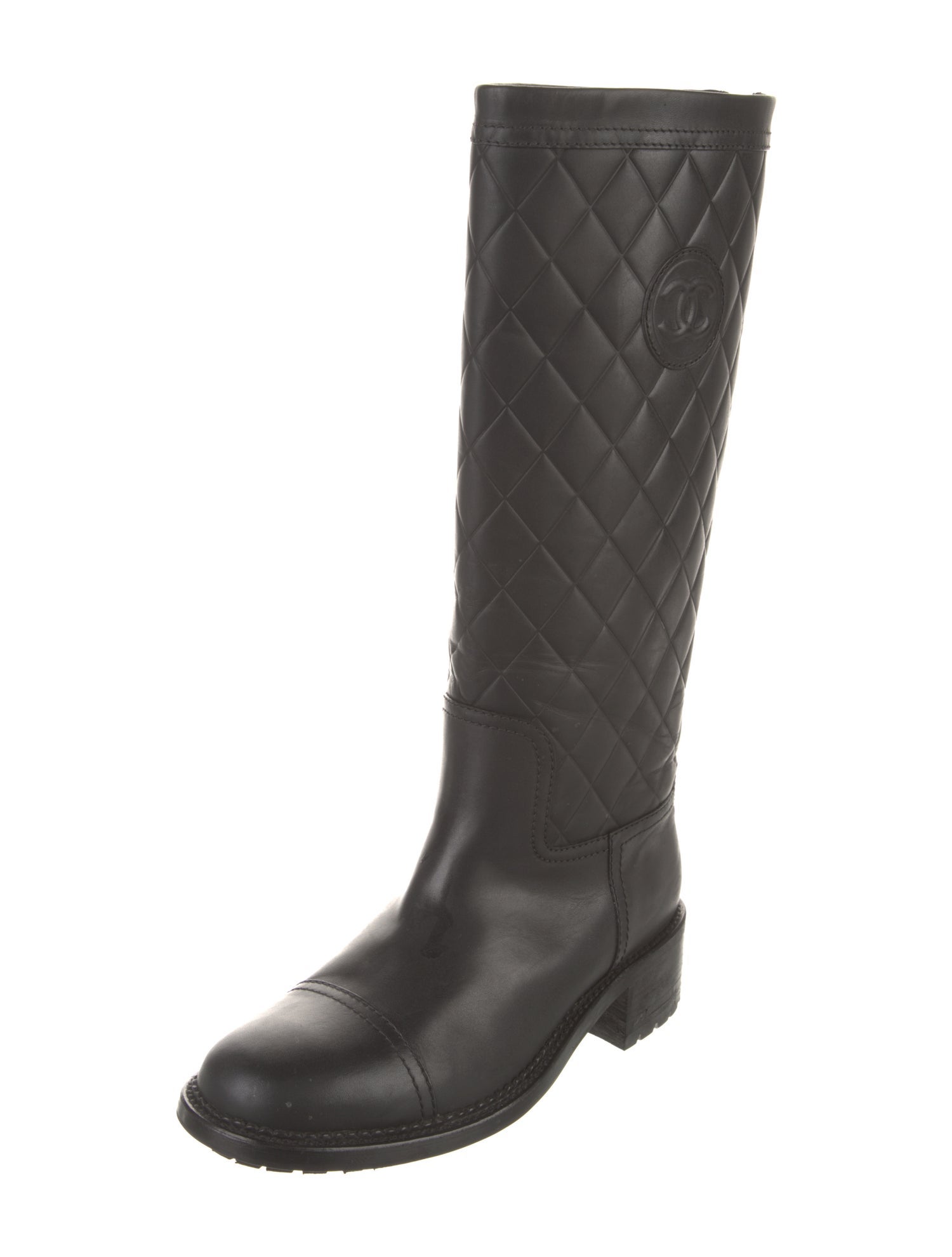 Chanel Interlocking CC Logo Leather Riding Boots