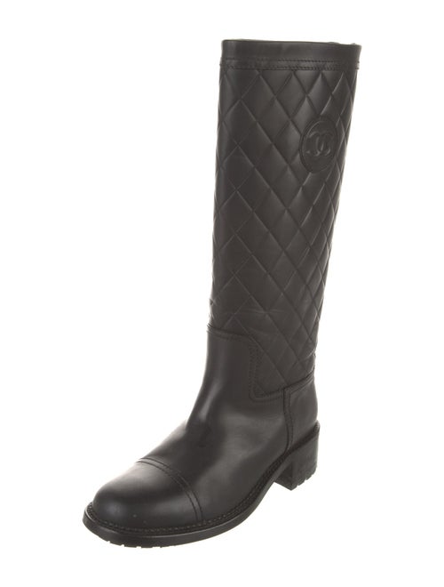 Chanel Interlocking CC Logo Leather Riding Boots