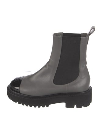 Chanel Interlocking CC Logo Leather Chelsea Boots