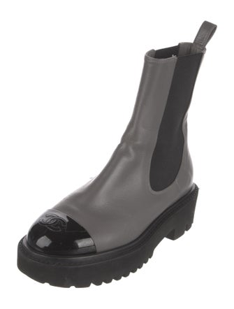 Chanel Interlocking CC Logo Leather Chelsea Boots