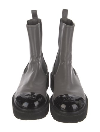 Chanel Interlocking CC Logo Leather Chelsea Boots