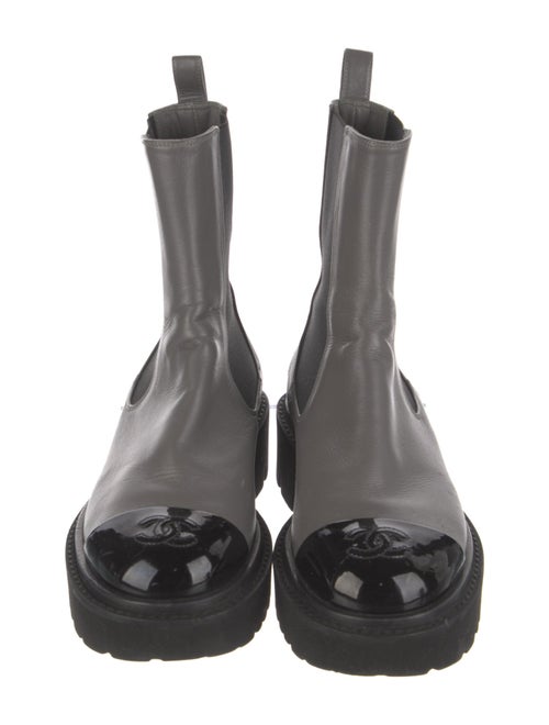 Chanel Interlocking CC Logo Leather Chelsea Boots