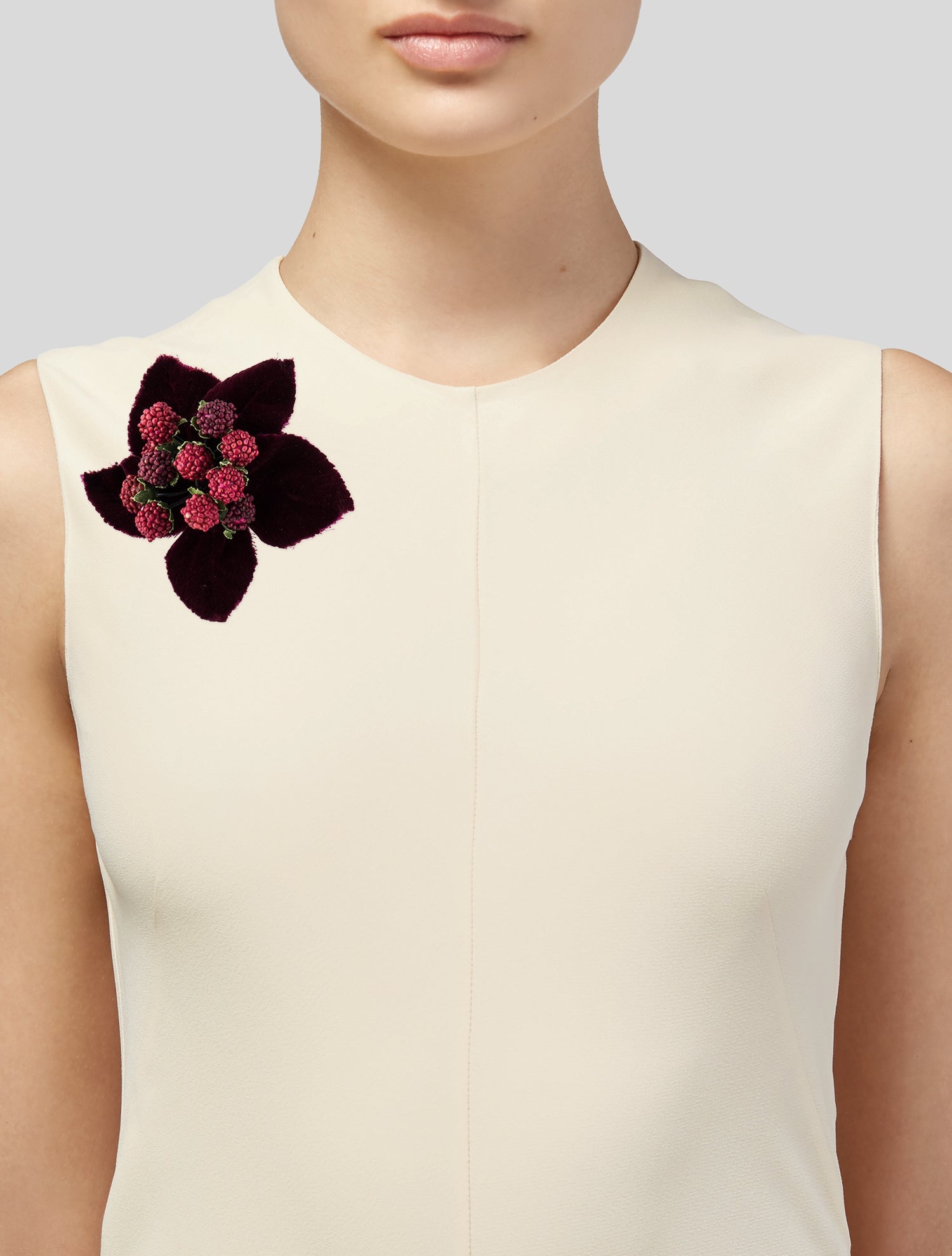 Chanel Vintage Velvet Berry Flower Brooch