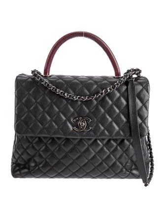 Chanel Medium Lizard-Trimmed Coco Handle Bag