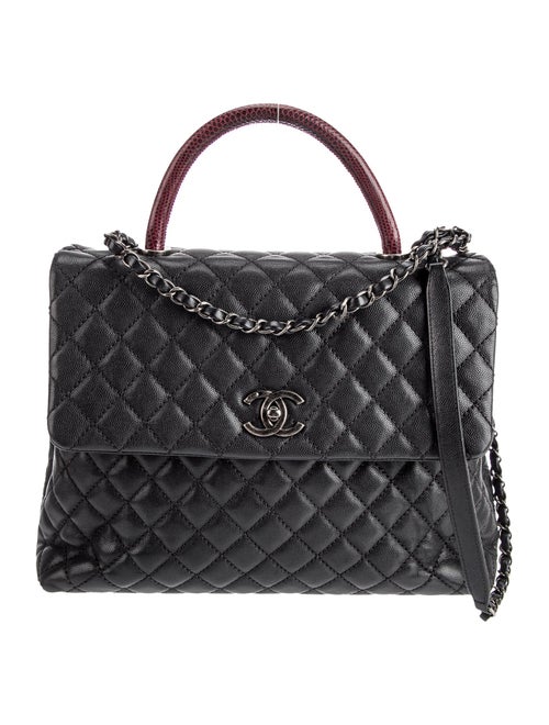 Chanel Medium Lizard-Trimmed Coco Handle Bag