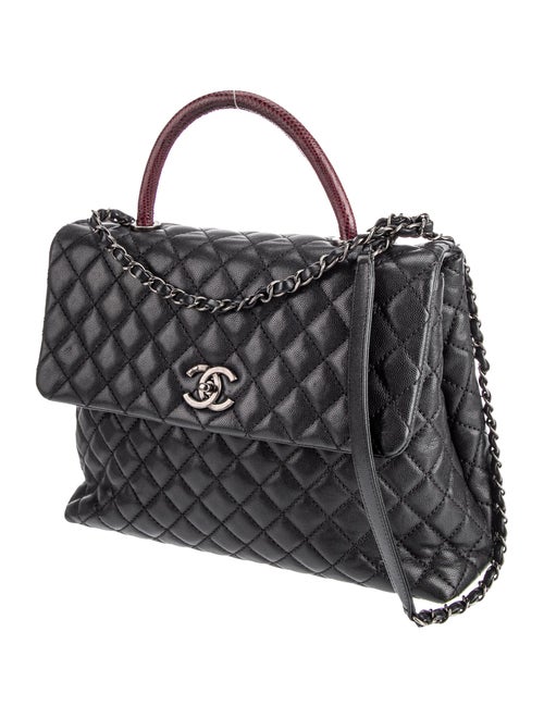 Chanel Medium Lizard-Trimmed Coco Handle Bag
