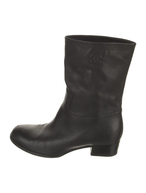 Chanel Interlocking CC Logo Leather Rain Boots