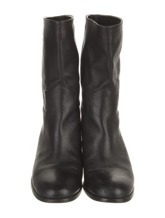 Chanel Interlocking CC Logo Leather Rain Boots