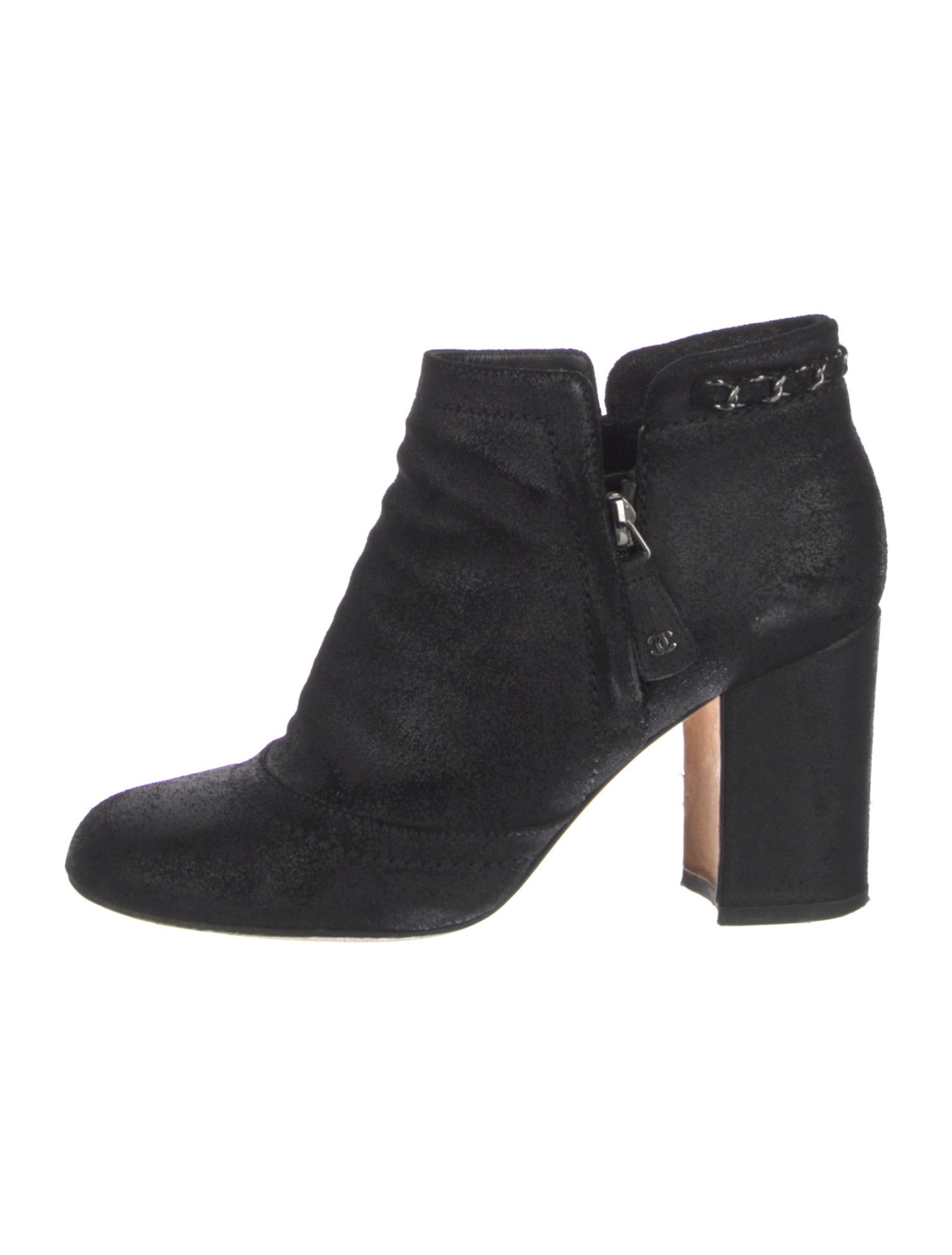 Chanel Interlocking CC Logo Suede Boots