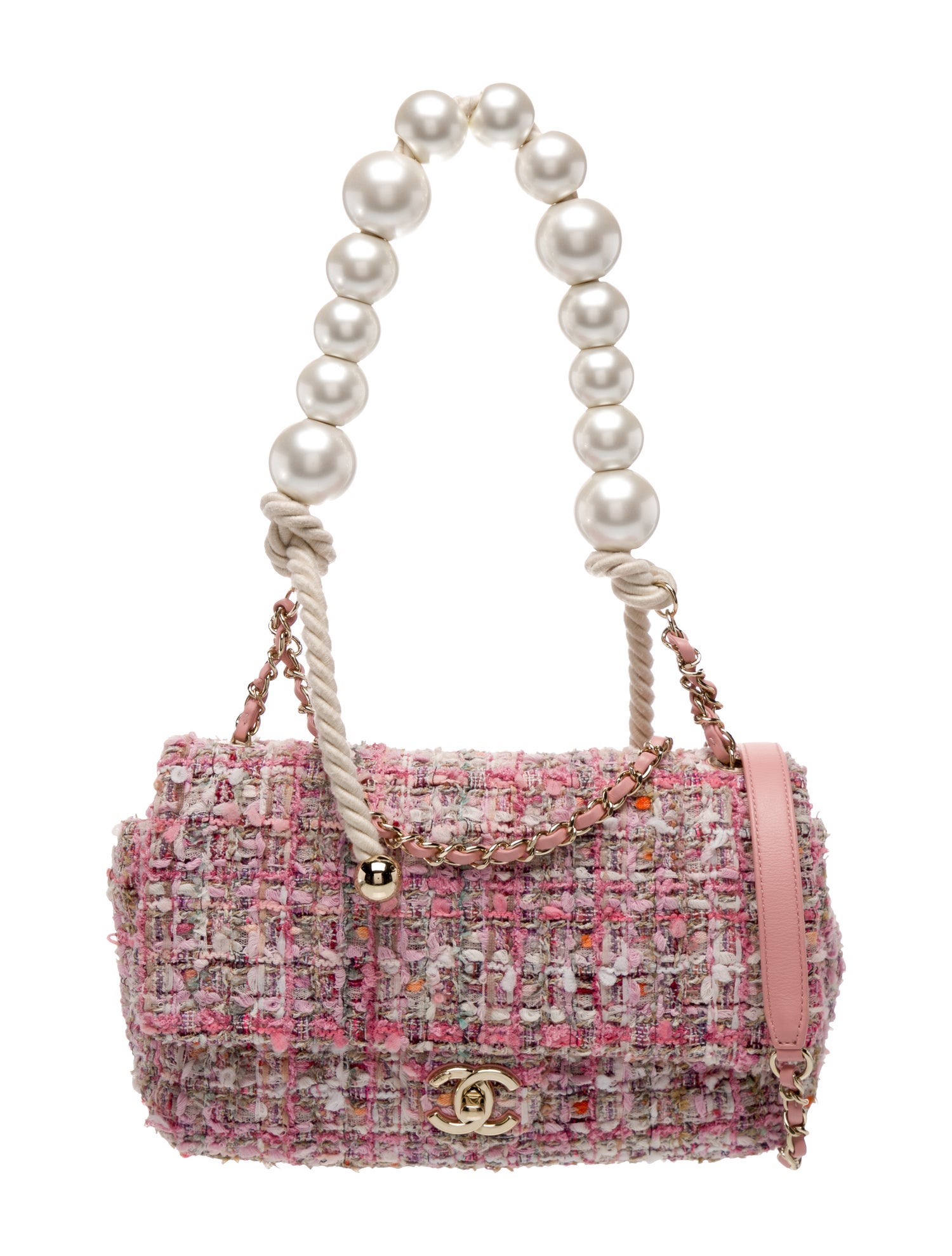 Chanel Medium Faux Pearl Tweed Flap Bag