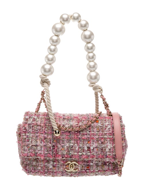 Chanel Medium Faux Pearl Tweed Flap Bag
