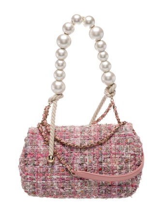 Chanel Medium Faux Pearl Tweed Flap Bag