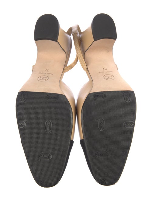 Chanel Interlocking CC Logo Leather Slingback Pumps