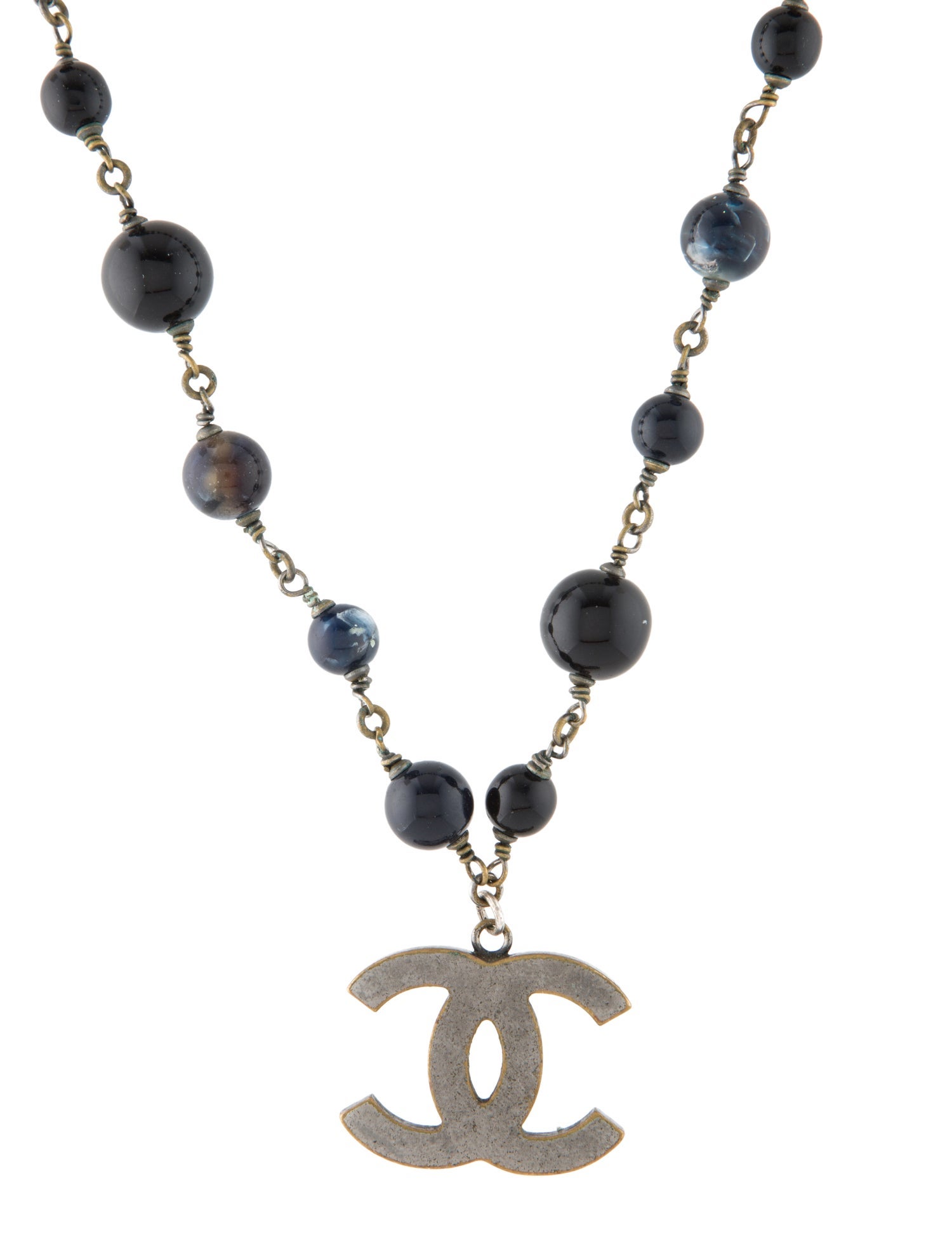 Chanel Resin Bead CC Pendant Necklace