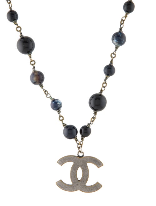 Chanel Resin Bead CC Pendant Necklace