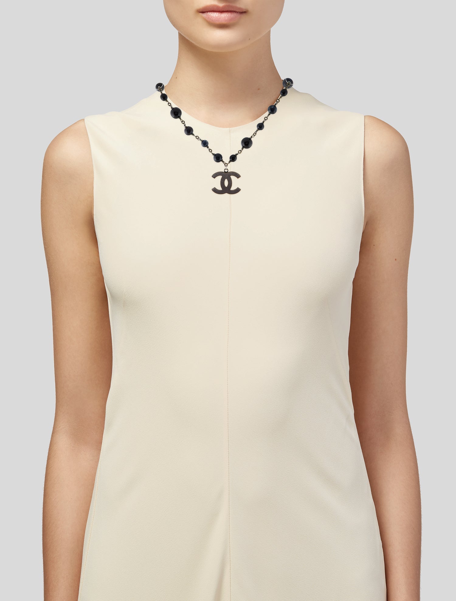 Chanel Resin Bead CC Pendant Necklace