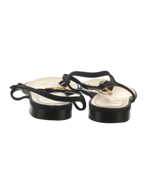 Chanel Interlocking CC Logo Leather T-Strap Sandals