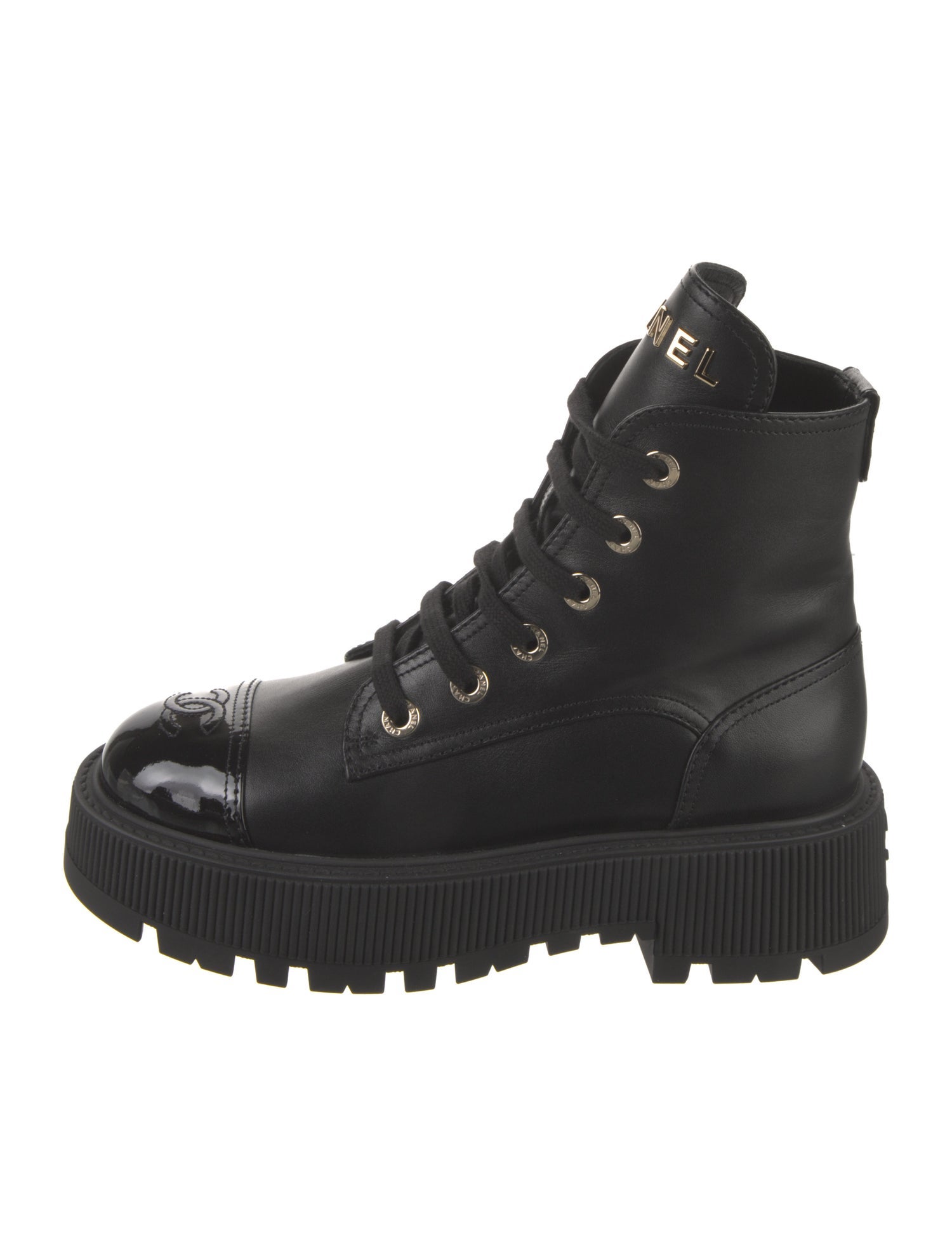 Chanel 2025 Interlocking CC Logo Combat Boots
