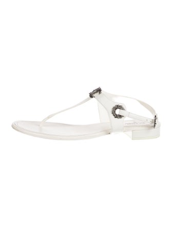 Chanel Interlocking CC Logo Leather T-Strap Sandals