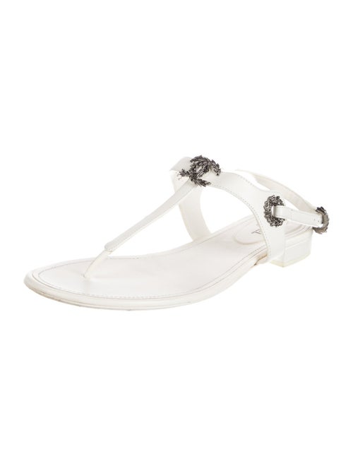 Chanel Interlocking CC Logo Leather T-Strap Sandals