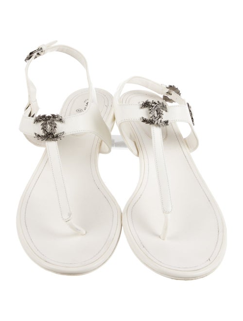 Chanel Interlocking CC Logo Leather T-Strap Sandals