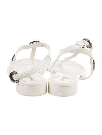 Chanel Interlocking CC Logo Leather T-Strap Sandals