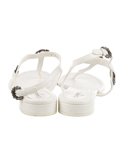 Chanel Interlocking CC Logo Leather T-Strap Sandals