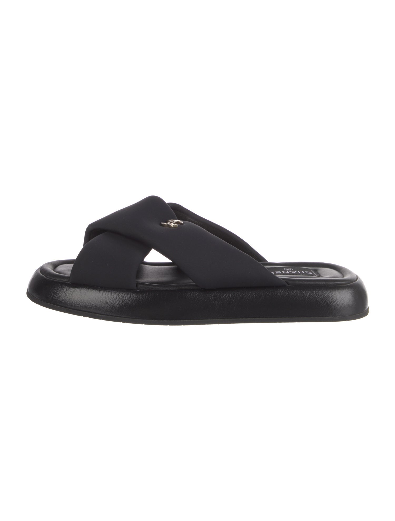 Chanel Interlocking CC Logo Neoprene Slides
